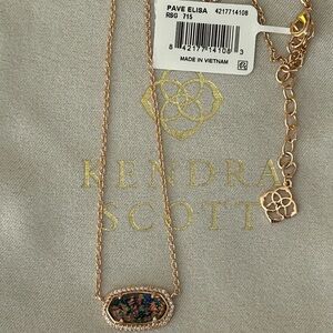 Kendra Scott Luxe Elisa Rose Gold Necklace with Multicolor Stone